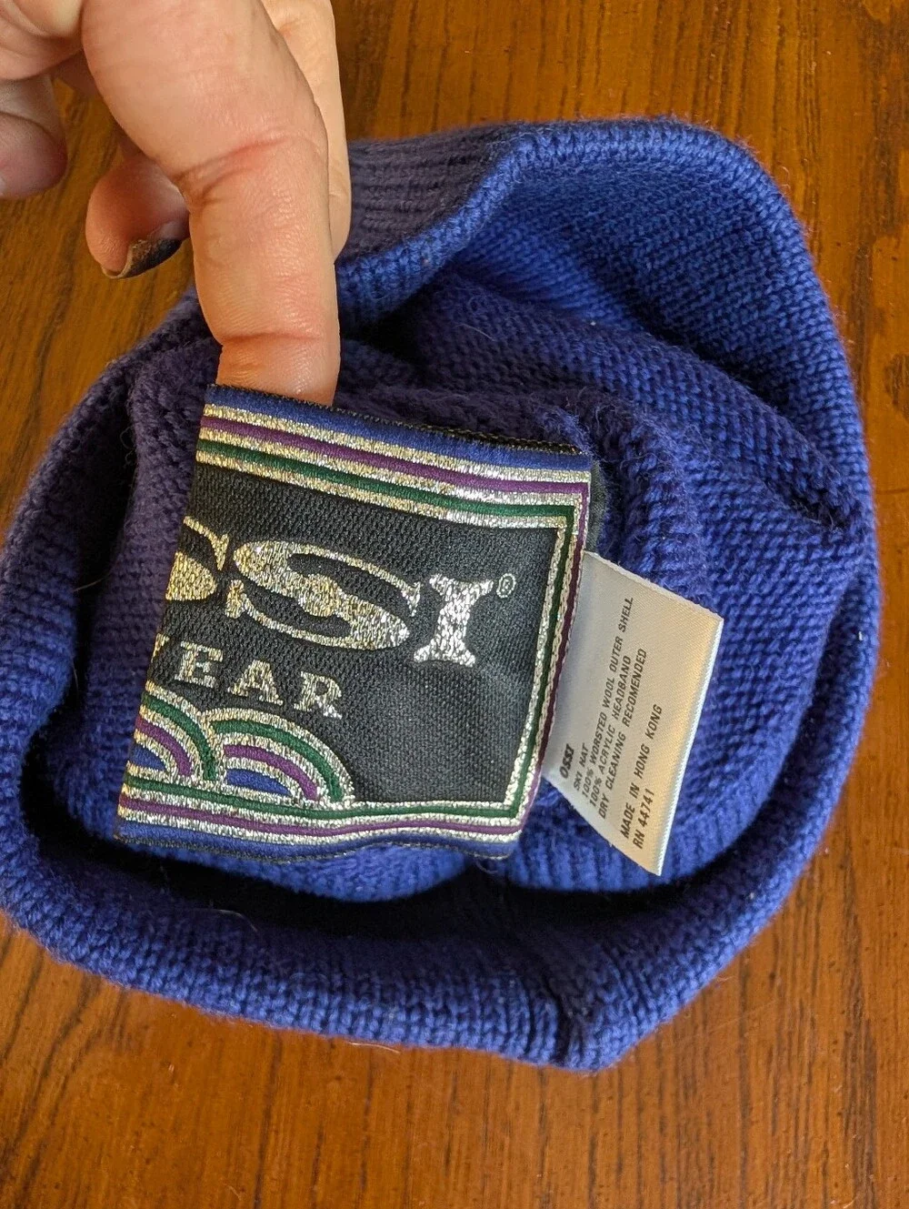 Vintage Ossi Blue Fleece Lined Beanie Knit Winter Hat Ski Unisex